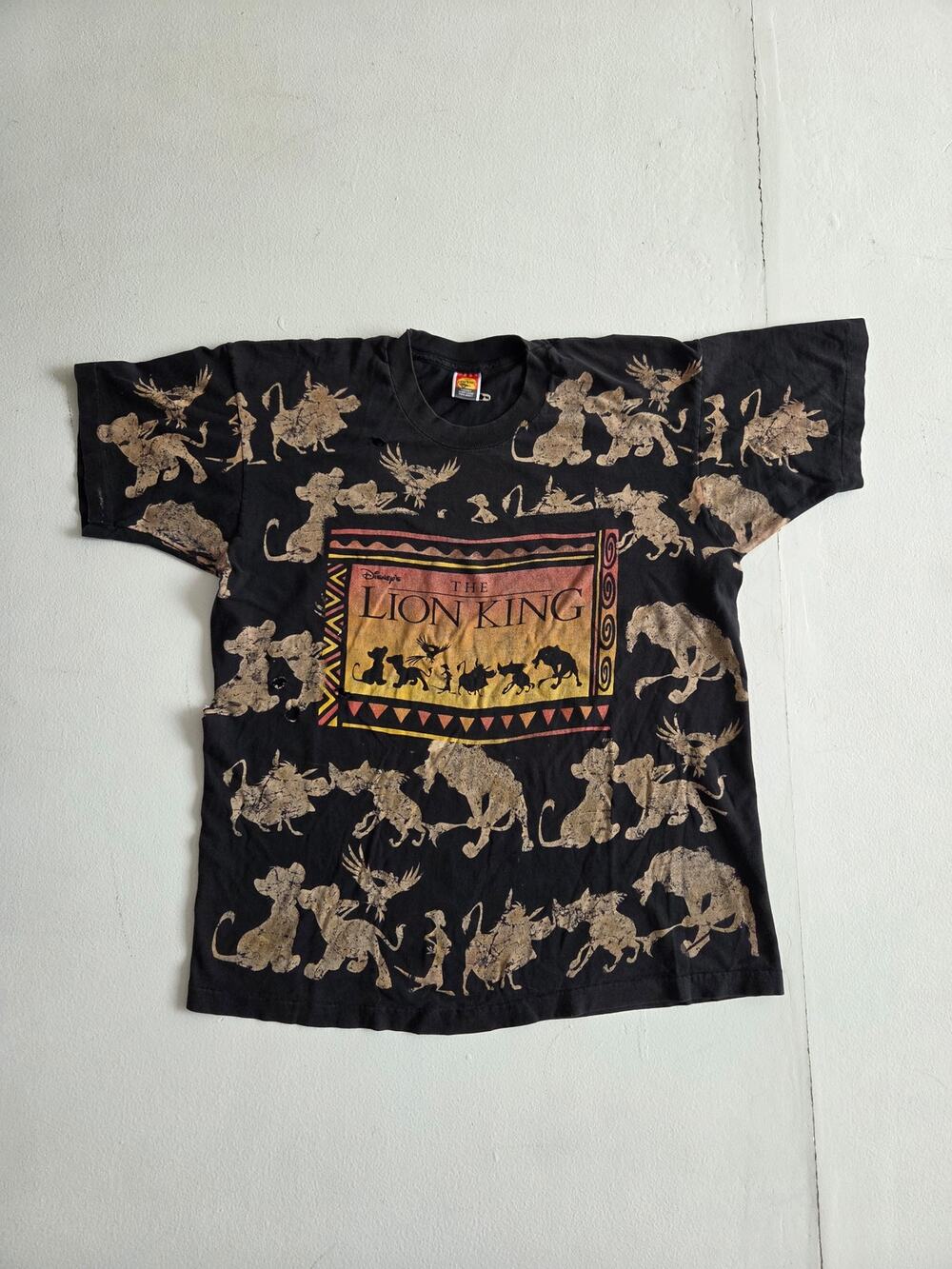 Vintage 1993 Disney Lion King All Over Print AOP Thrashed Distressed T Shirt XL